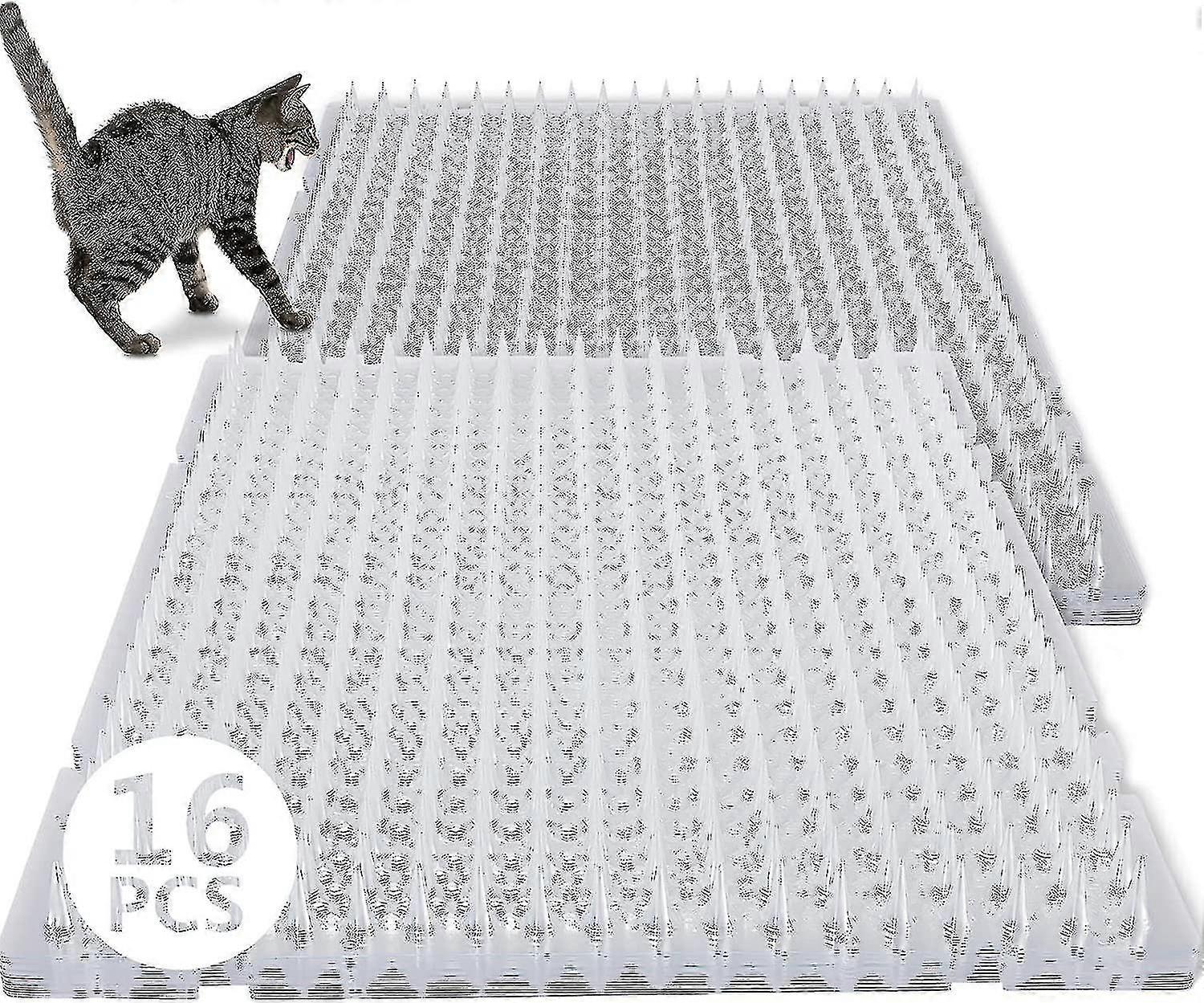 16 Pack Tappetino Scat Repellente per gatti all'aperto Tappetini in plastica con punte Clear Spiked Deterrente Training Pet Mat Tappetini repellenti per gatti