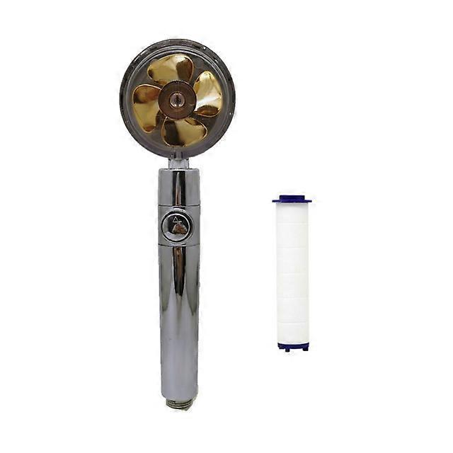 Bathroom 360 Rotation Shower Head Propeller Switch Water Saving Golden