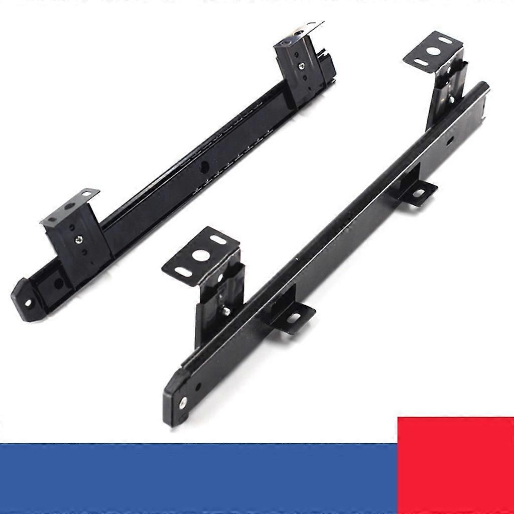 Slides for drawer or keyboard shelf with ball bearings and height adjustment