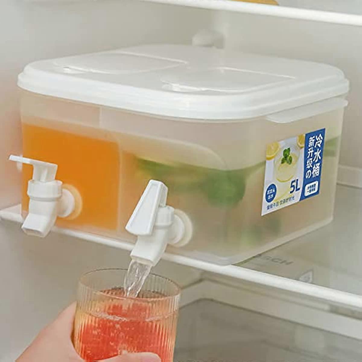 Merrwon Fridge Jug Drinks Chiller Refrigerator Cold Kettle with Tap 5L Drinks Dispenser with Tap Refillable Large Dispenser for Making Juice and Teas