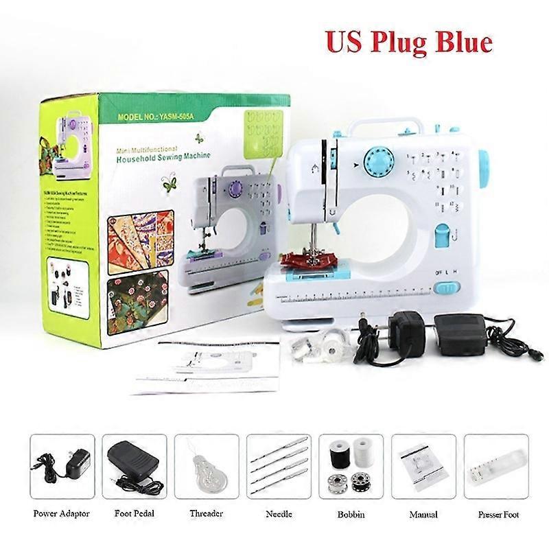 Blue 505 Portable Sewing Machine Double Speeds for Beginner and KidsSewing Machine with Reverse Sewing and 12 Built-In Stitches