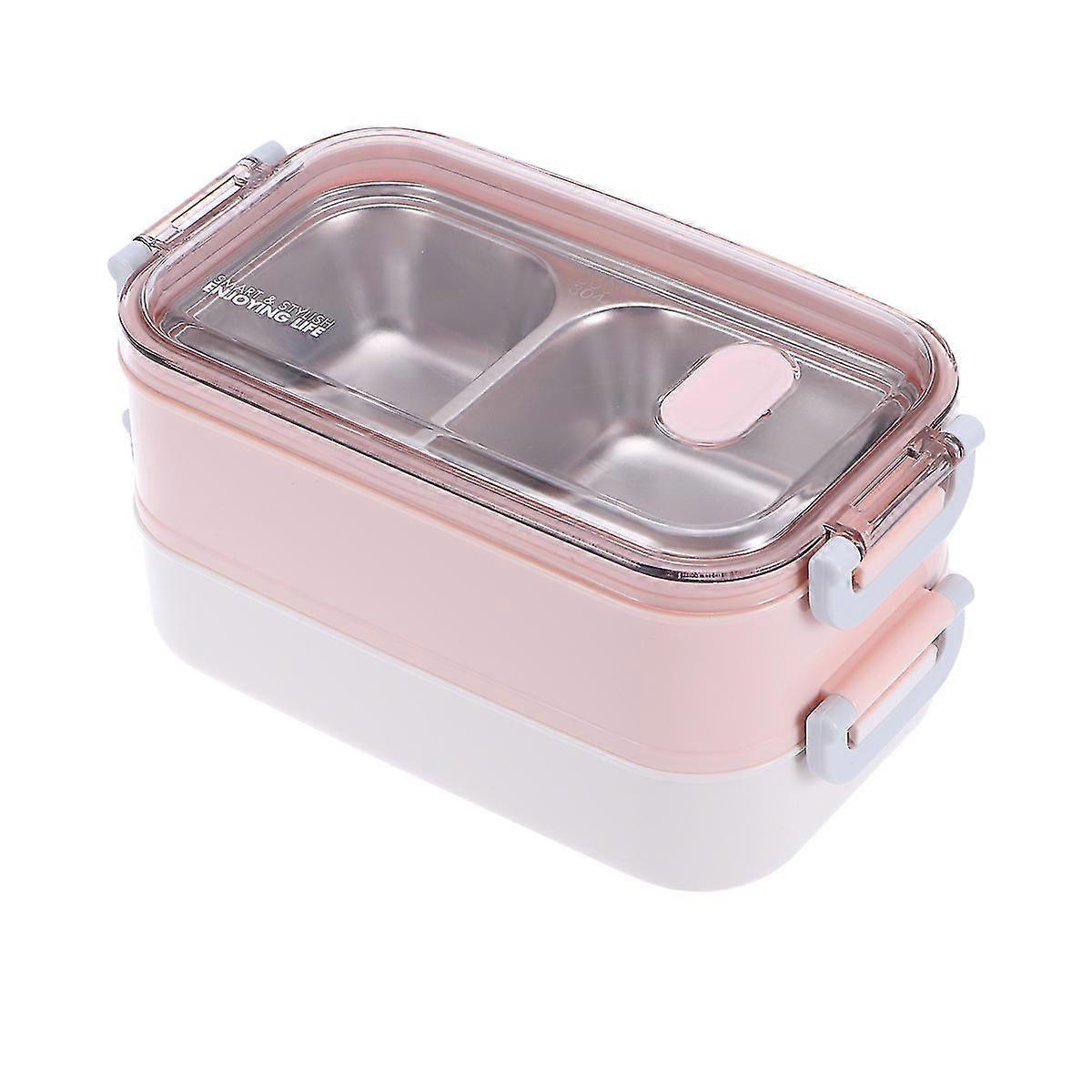 1600ml 304 Stainless Steel Lunch Box Double Layer Thermal Food Container Food Storage Box With Lid For Students green