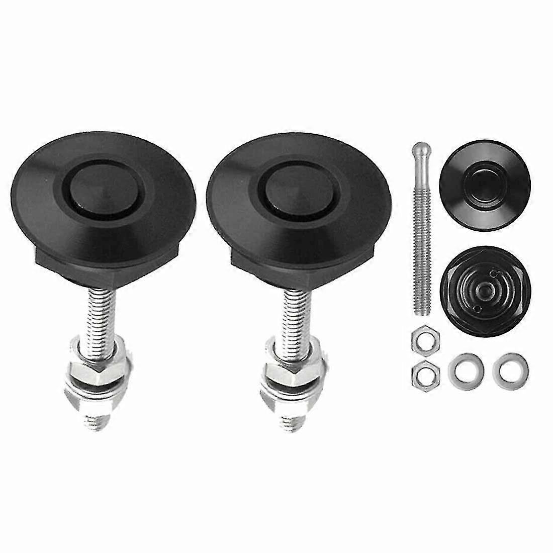 2 Pcs Push Button Quick Release Hood Pins Lock Clip Car Bumper Latch Kit