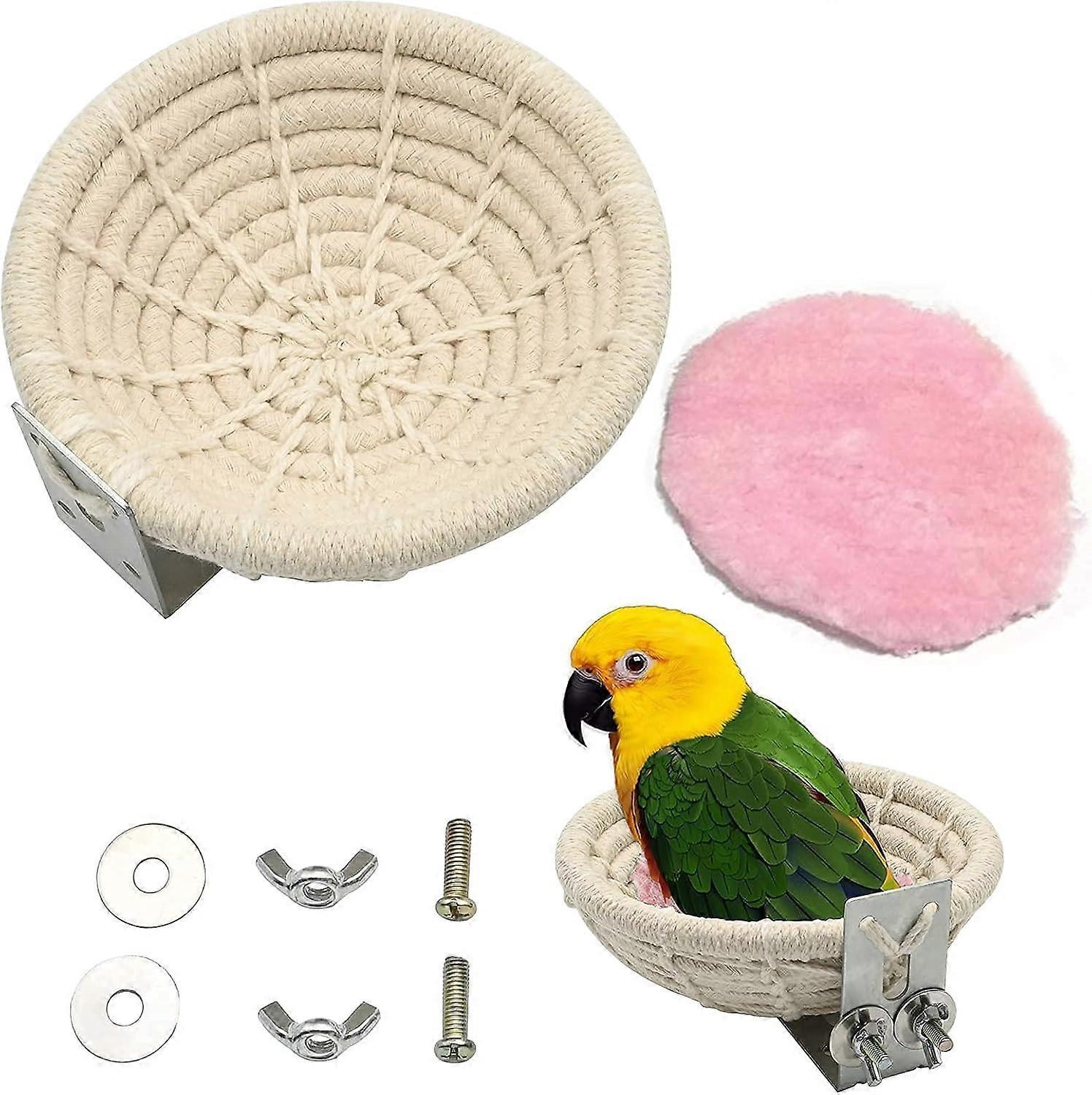 Bird nest cotton rope, parakeet breeding nest handmade winter warm, bird nest for cages Budgie parrots that perch, with soft cushions
