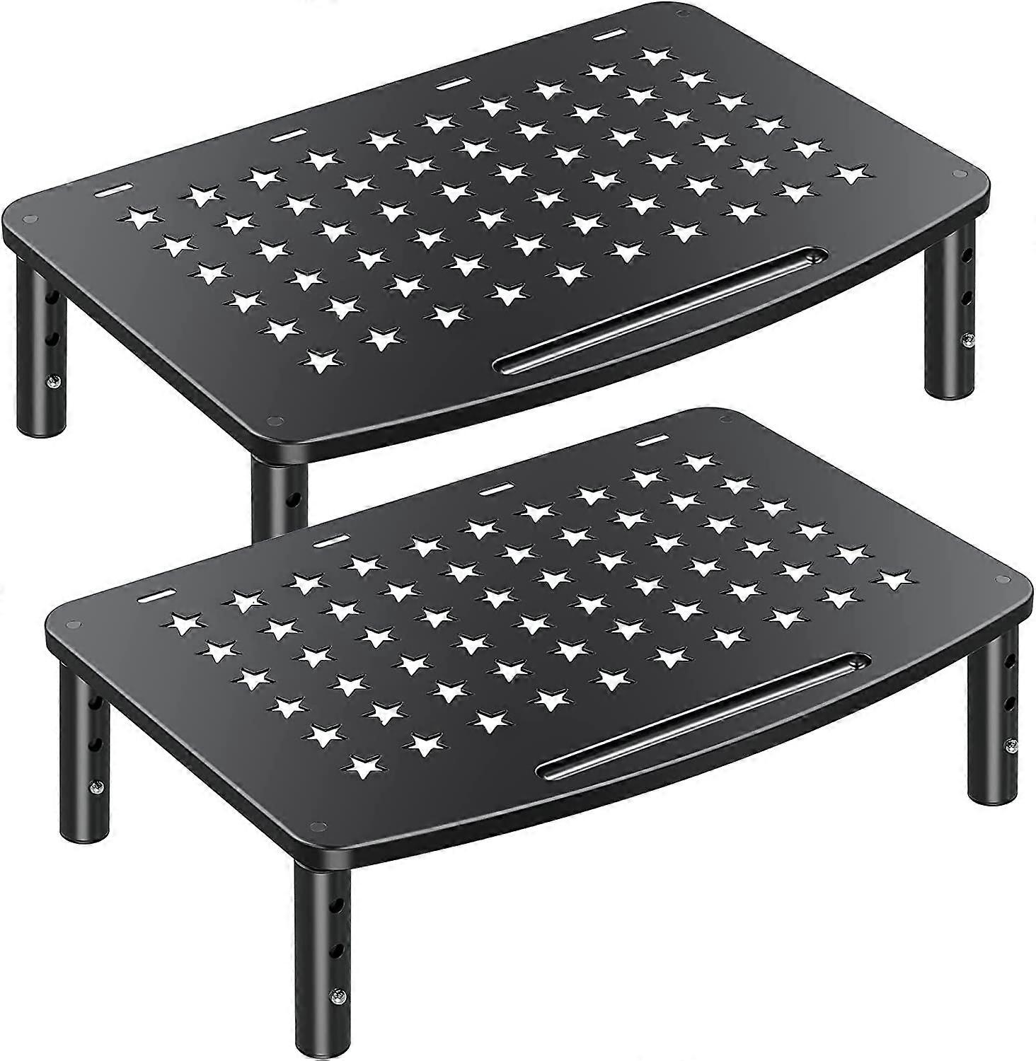 Baicccf ?2 Pack Monitor?Stands Risers,?3 Height Adjustable Monitor?Riser for Laptop, Printer, iMac, PC, Premium Metal Monitor?Stand?Riser for 2 Monito