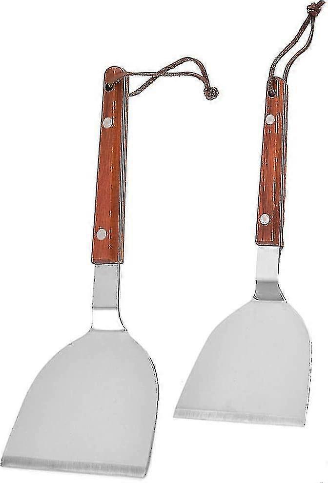 2 Piece Bbq Spatula, Barbecue Spatula With Wooden Handle For Teppanyaki Grill (2 Sizes)