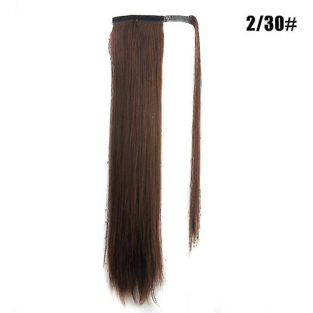 Hook-and-loop Straight Ponytail Wig Heat Resistant Synthetic Fiber Lon
