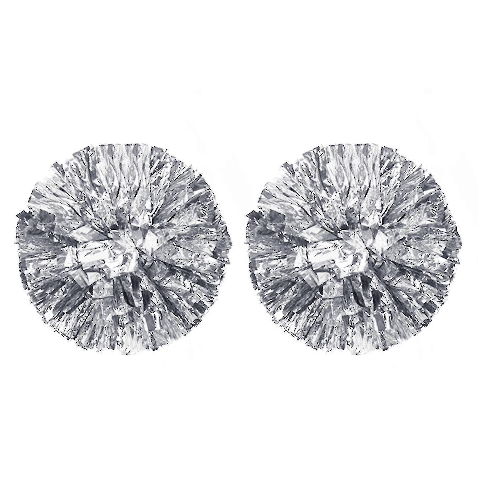 2 حزمة معدنية التشجيع بوم بوم المشجع فرقة التشجيع Pompoms الرقص يهتف البلاستيك بوم بومز للرياضة فريق روح الهتاف