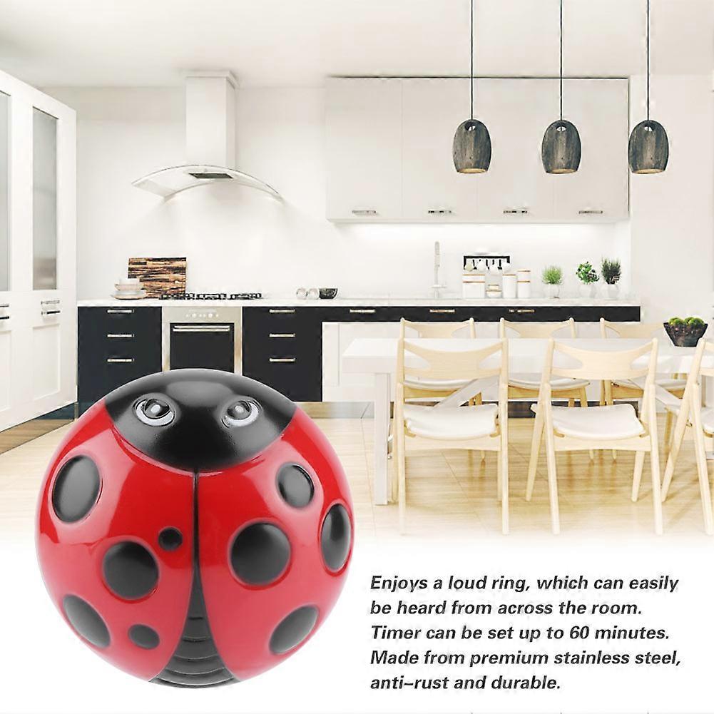 Kitchen 60-Minute Timer Ladybug-Shaped Rust-Proof Mechanical Alarm Clock Durable Kitchen Tools