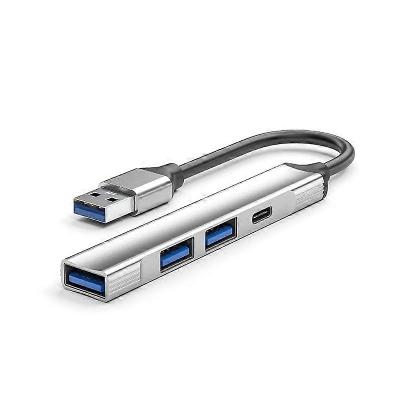 4 Ports Aluminum Alloy USB Hub with 2USB2.0 1USB3.0 TypeC Adapter 4 in 1 Dock