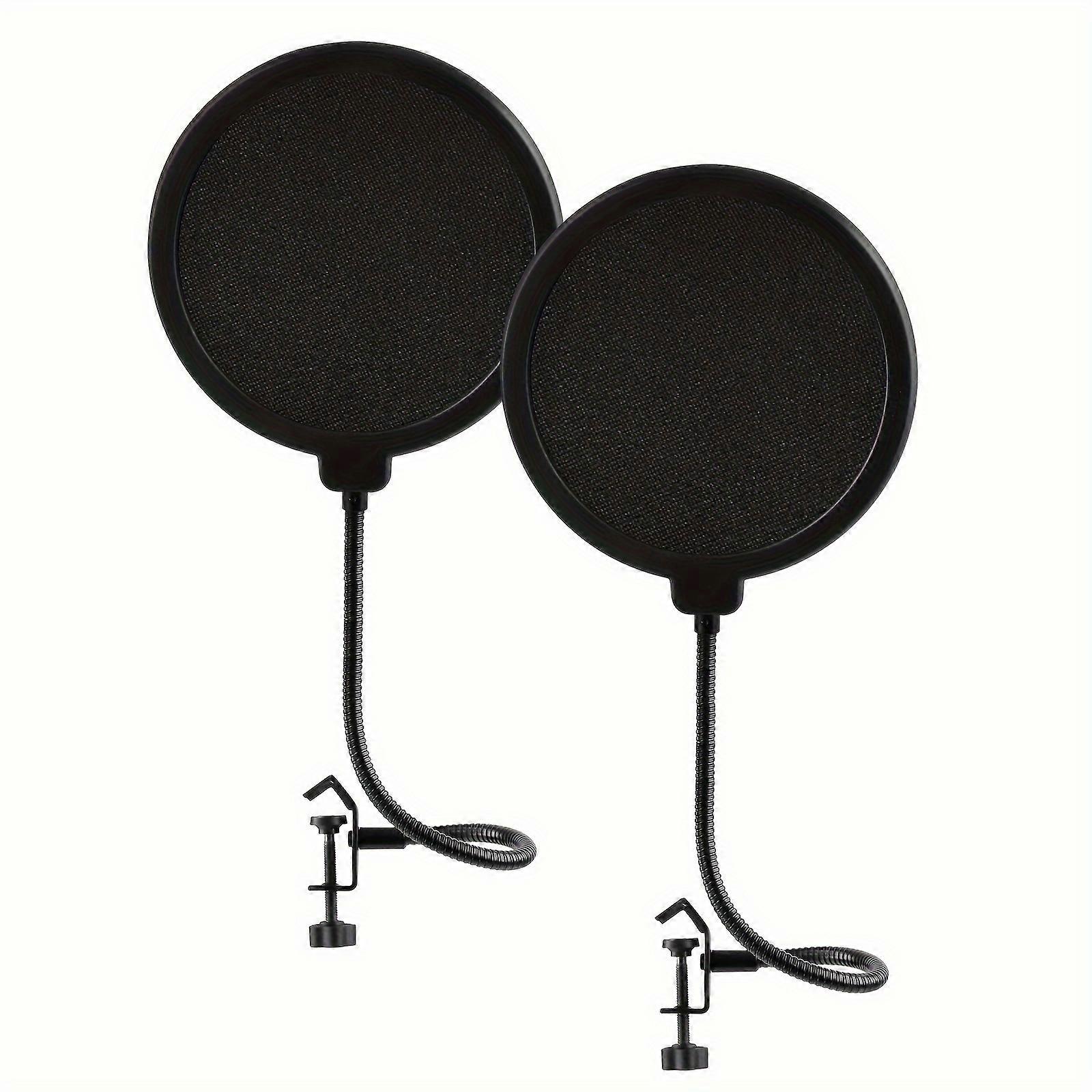 2pcs Microphone Pop Filter, Pop Filter For Microphone, Mic Pop Filter With A Flexible 360Gooseneck Clip Stabilizing Arm, Pop Filter For Vocal Recordin