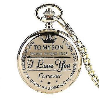 Engraved Pocket Watch To Son I Love You Gifts From A Mom Dad Birthday Gift Fob Watches Chains-AM