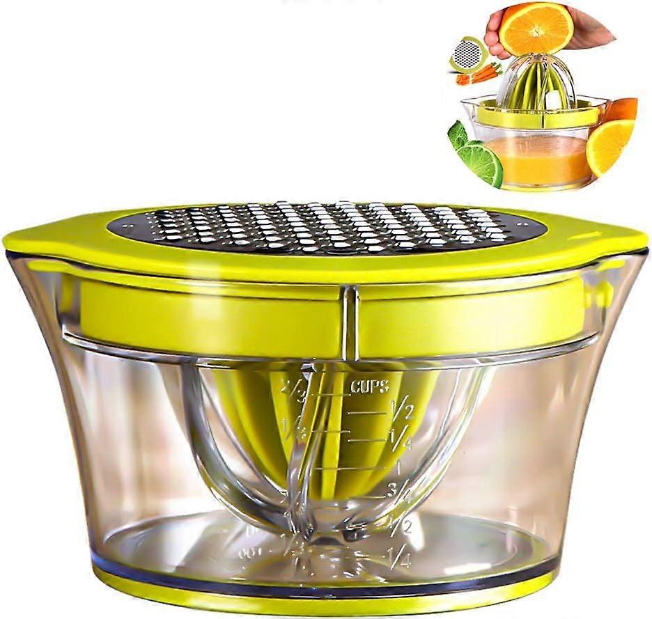Manuelle Multifunktions-Zitruspresse, 4-in-1-Entsafter für Orangen, Zitronen, Zitrusfrüchte, mit 1 Reibahle, graviert Maß 400ml