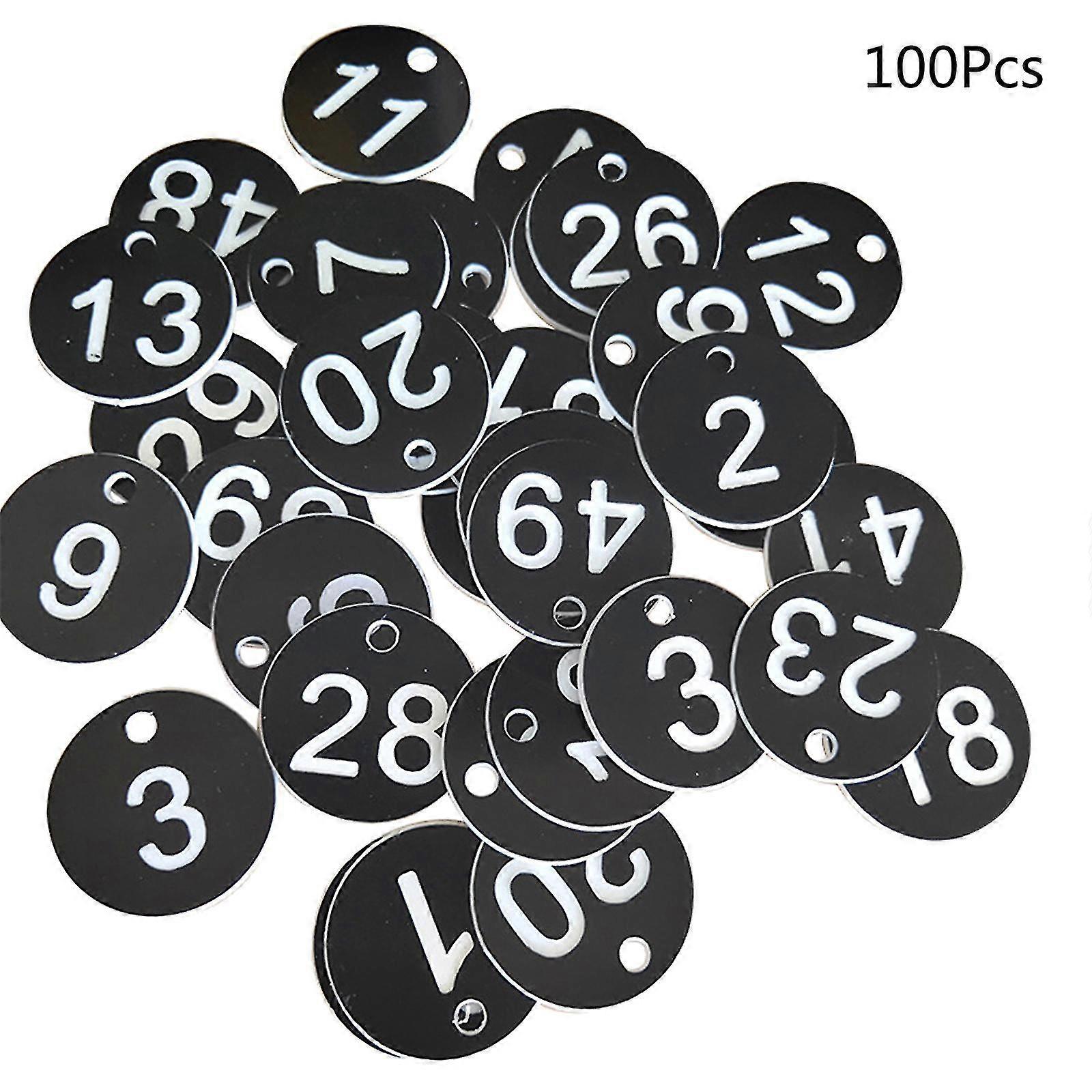 100 stk Plast Id Number Tags 1-100 Gravert nummer Id Tag farget for nøkkelring SVC