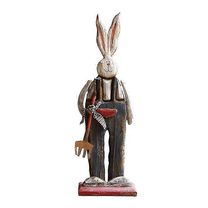 Rabbit Ornaments Full of Vitality Country Style Fine Craftsmanship Distressed Farm Easter Rabbit Sta