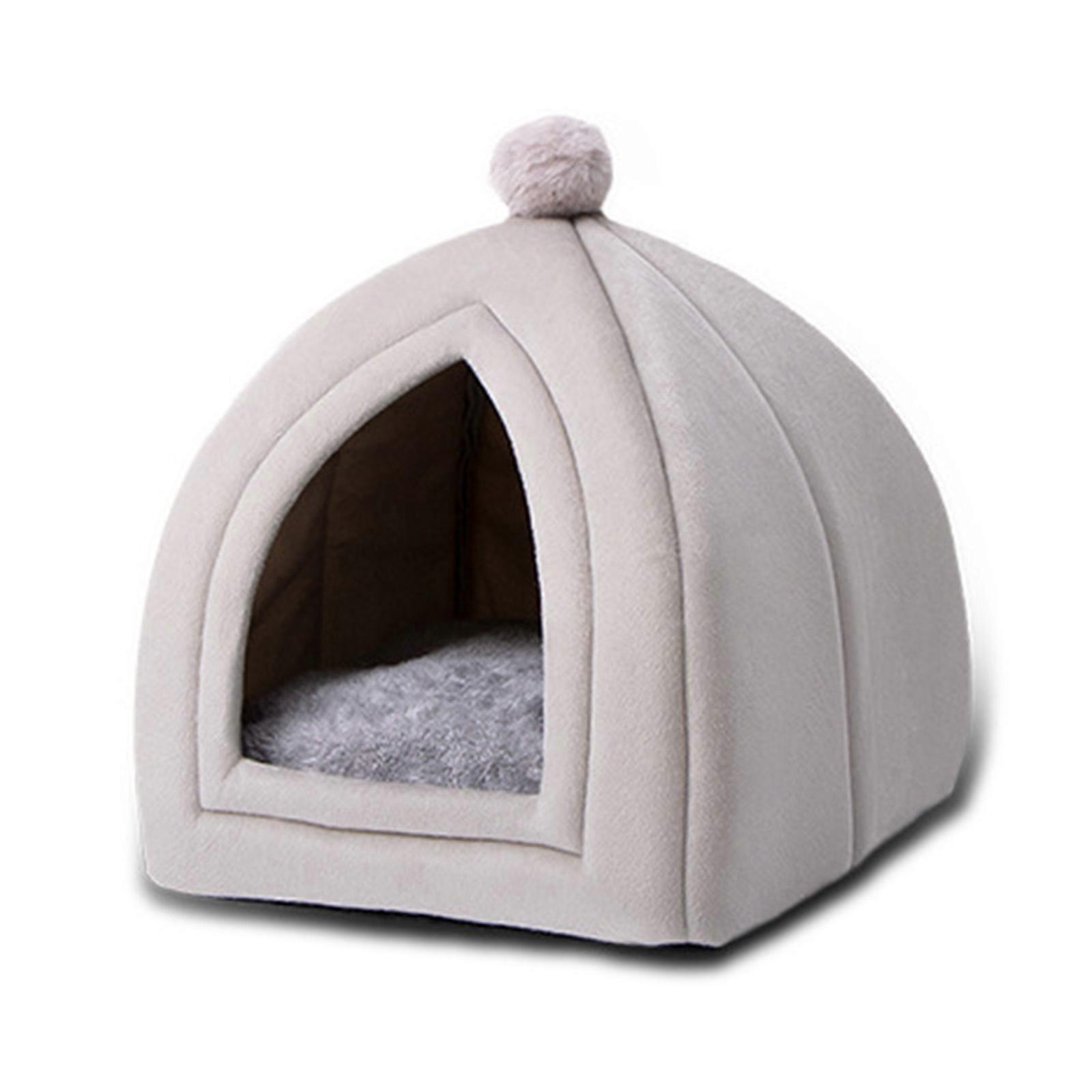 for Cat Cave Bed Pet Tent House Soft Removable Cushion with Anti-Slip Bottom
