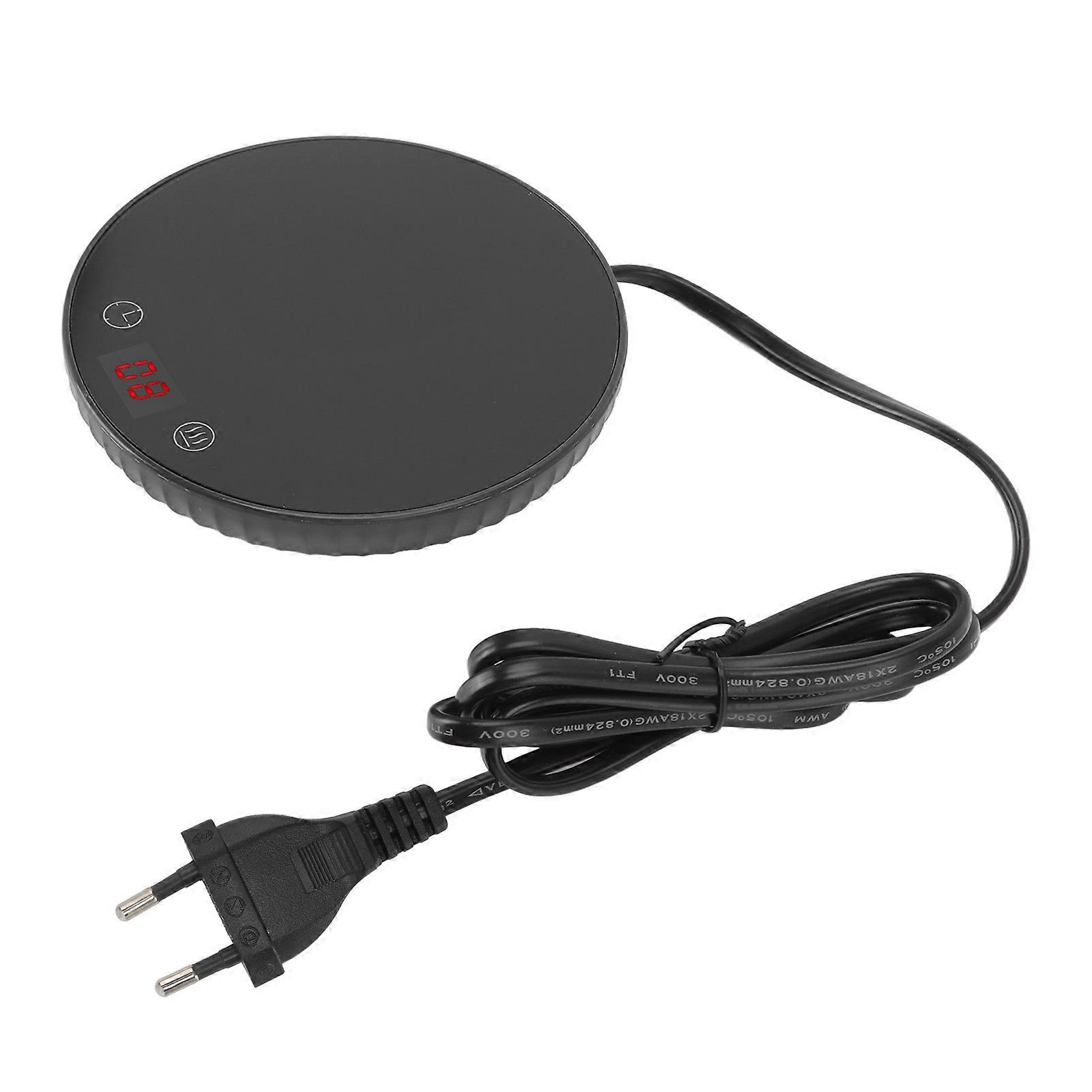 Cup Warmer 55C Constant Temperature Digital Display Touch Button Heating Coffee Warmer for Desk for Stainless Steel Cup Black EU Plug