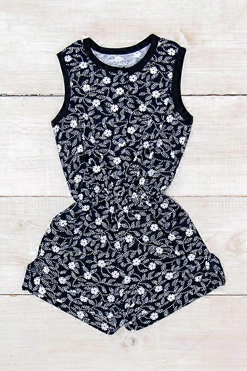 Printed Girls’ Romper – Lightweight Fulikra, Decorative Trim & Practical Pockets, Summer, HC 6014-043