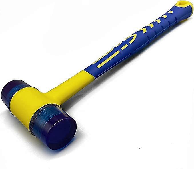 Dww-Rubber Mallet, Rubber Hammer with Non-Slip Fiberglass Handle, with Double-Sided Flexible Edge