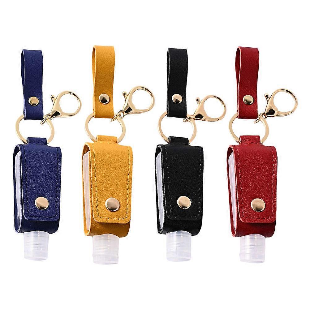 4 Sets Multifunctional Keychain Bottles Lotion Bottles PU Keychain Containers