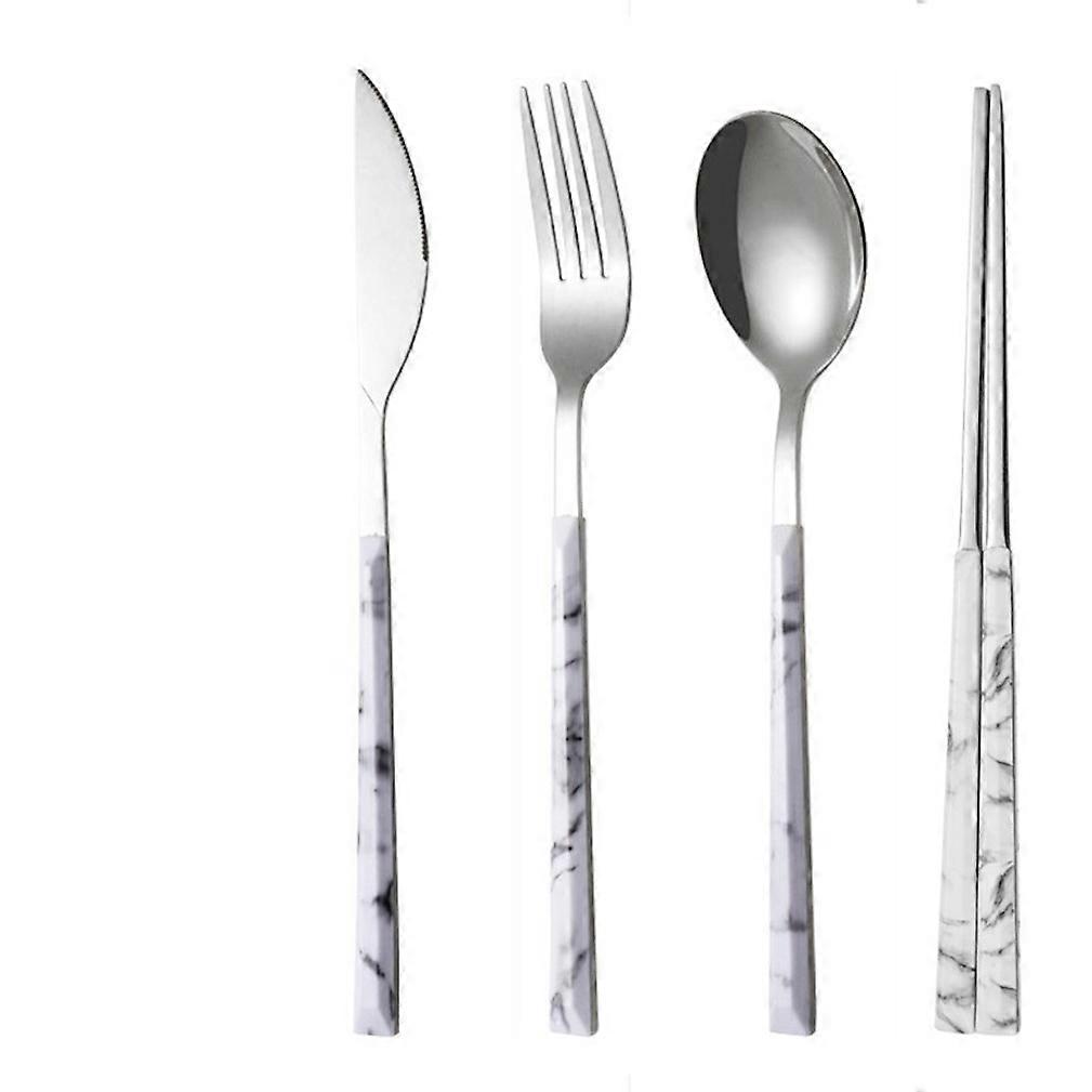 16pcs Cutlery Set Tableware Tableware Spoons Fork Knife Chopsticks Stainless Steel