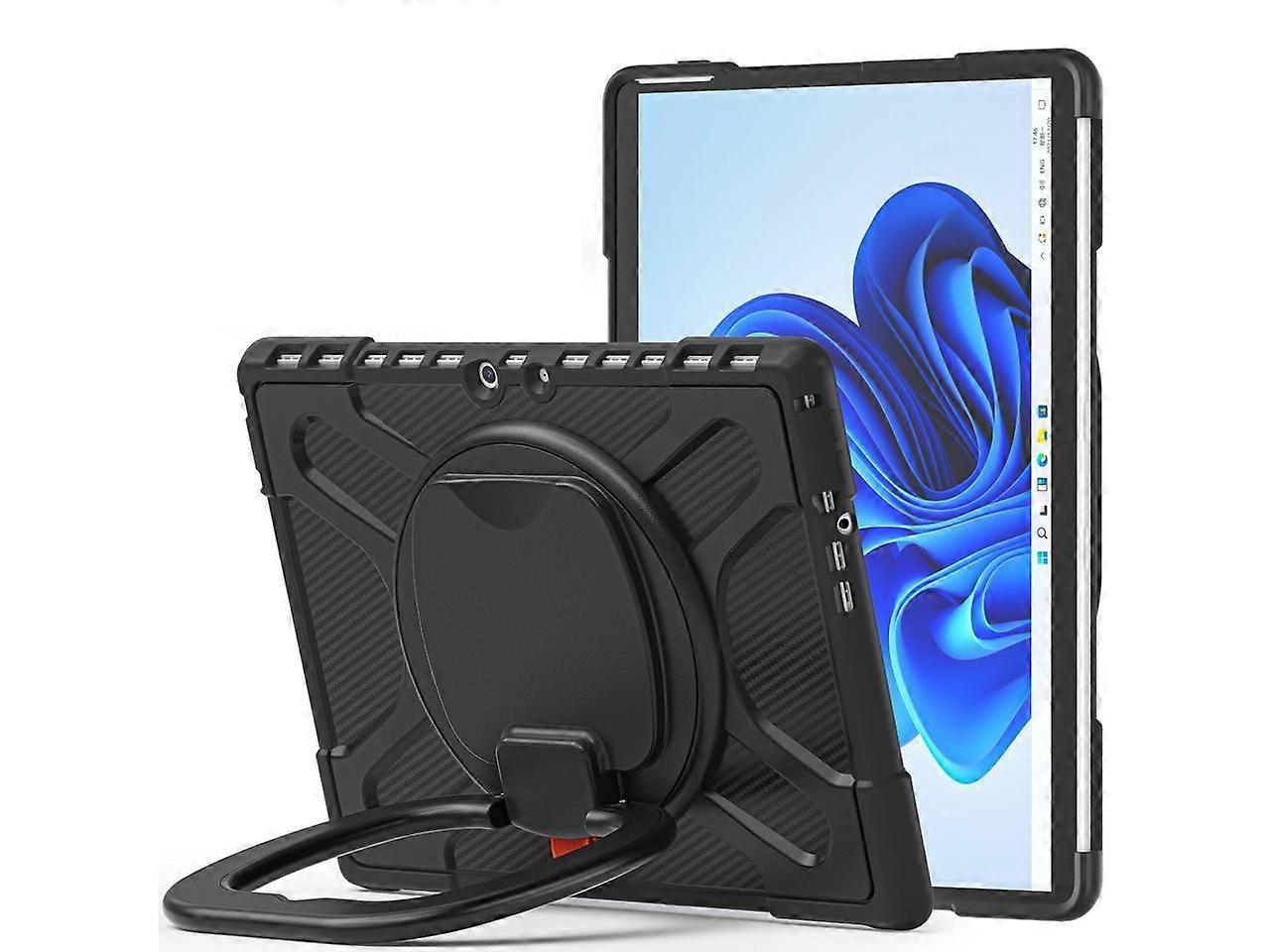 Surface Pro 8 Case, Heavy Duty Shockproof Protective Cover with Pencil Holder / Hand Strap / Rotatable Kickstand Compatible with Type Cover Keyboard f