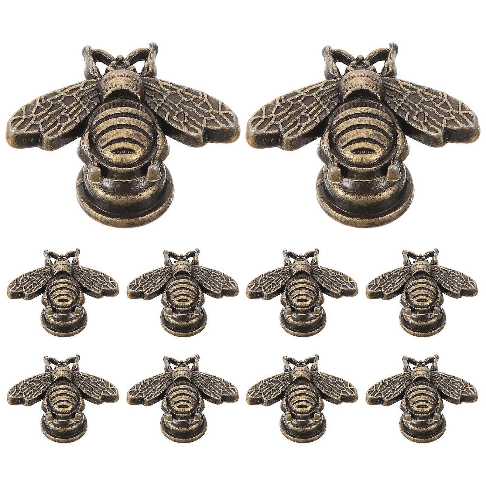 10 pcs Vintage Cabinet Knobs Decorative Knobs Drawer Knobs Dresser Knobs Single Hole Knobs (Bee)