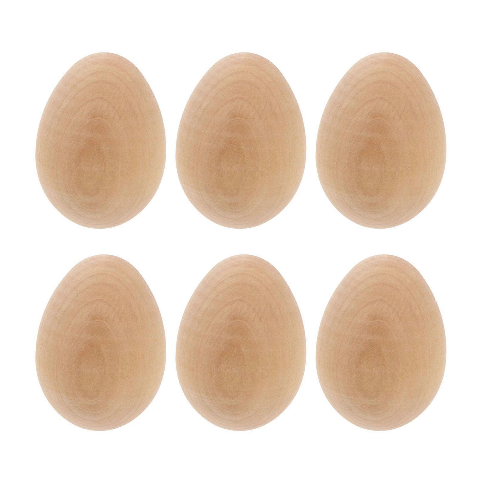 1 Set Easter DIY Wooden Egg Adornments Solid Wood Colored Drawing Egg Props