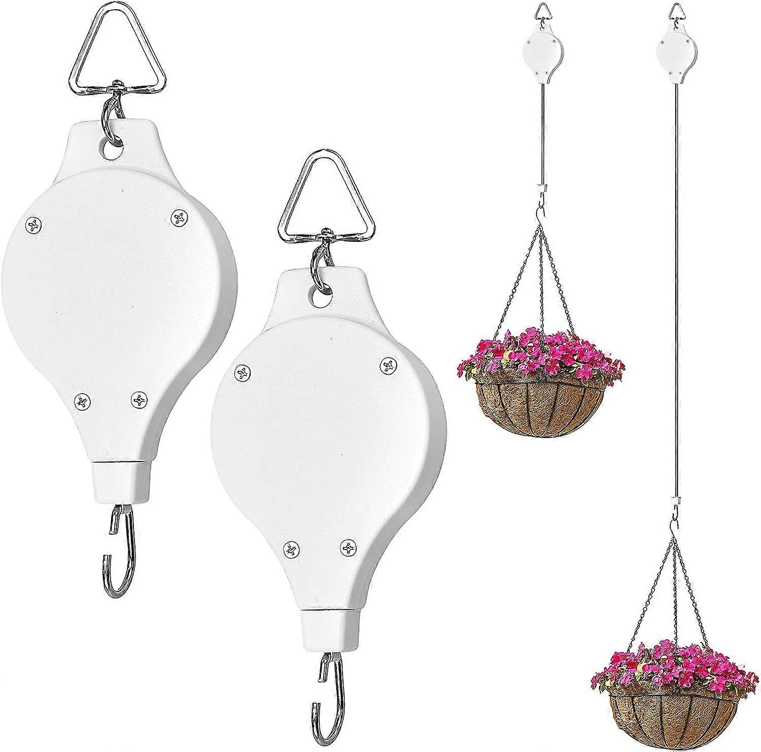 Plant Pulleys, Telescoping Pulley Plant Hanger for Hanging Plants, Heavy Duty Hanging Basket Hooks for Garden, Easy Raise/Lower, Auto Lock, Adjustable