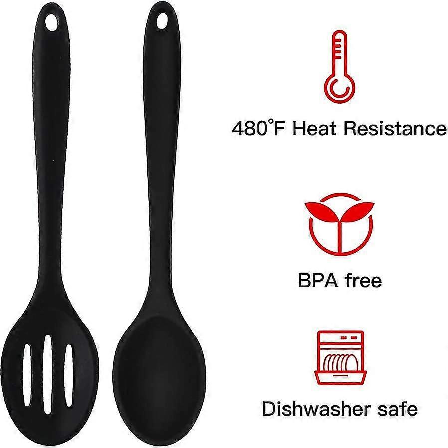 Silicone Spoons For Cooking 2 Pcs Serving Spoons Slotted Spoons