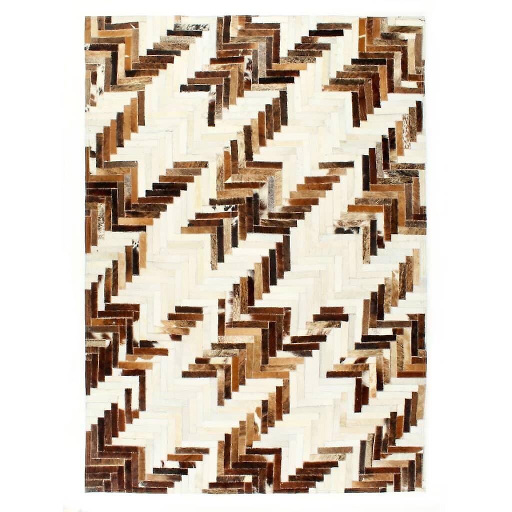 Teppich Echtes Haar-auf Leder Patchwork 160x230 cm