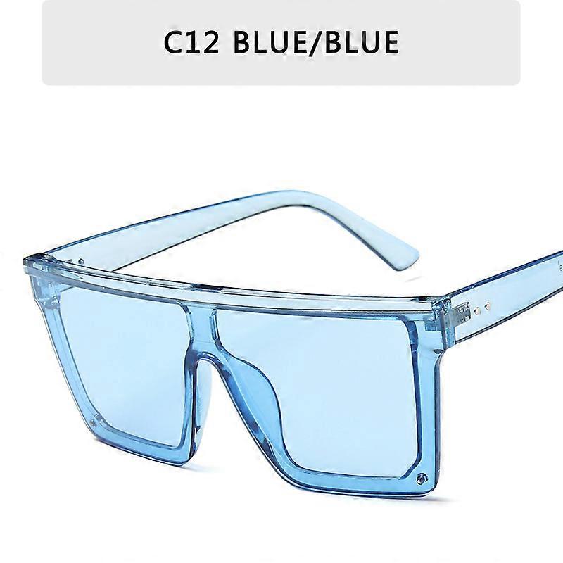 Square Oversized Sunglasses Women Big Frame Colorful Flat Top Rivet Gradient Lens Sun Glasses Female Mirror Oculos UV400