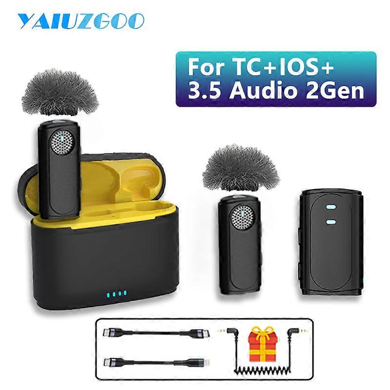 Wireless Lapel Microphone Wind Protection Noise Reduction 50M Audio Video Voice Recording Lavalier Mic for iPhone Type-C PC Live