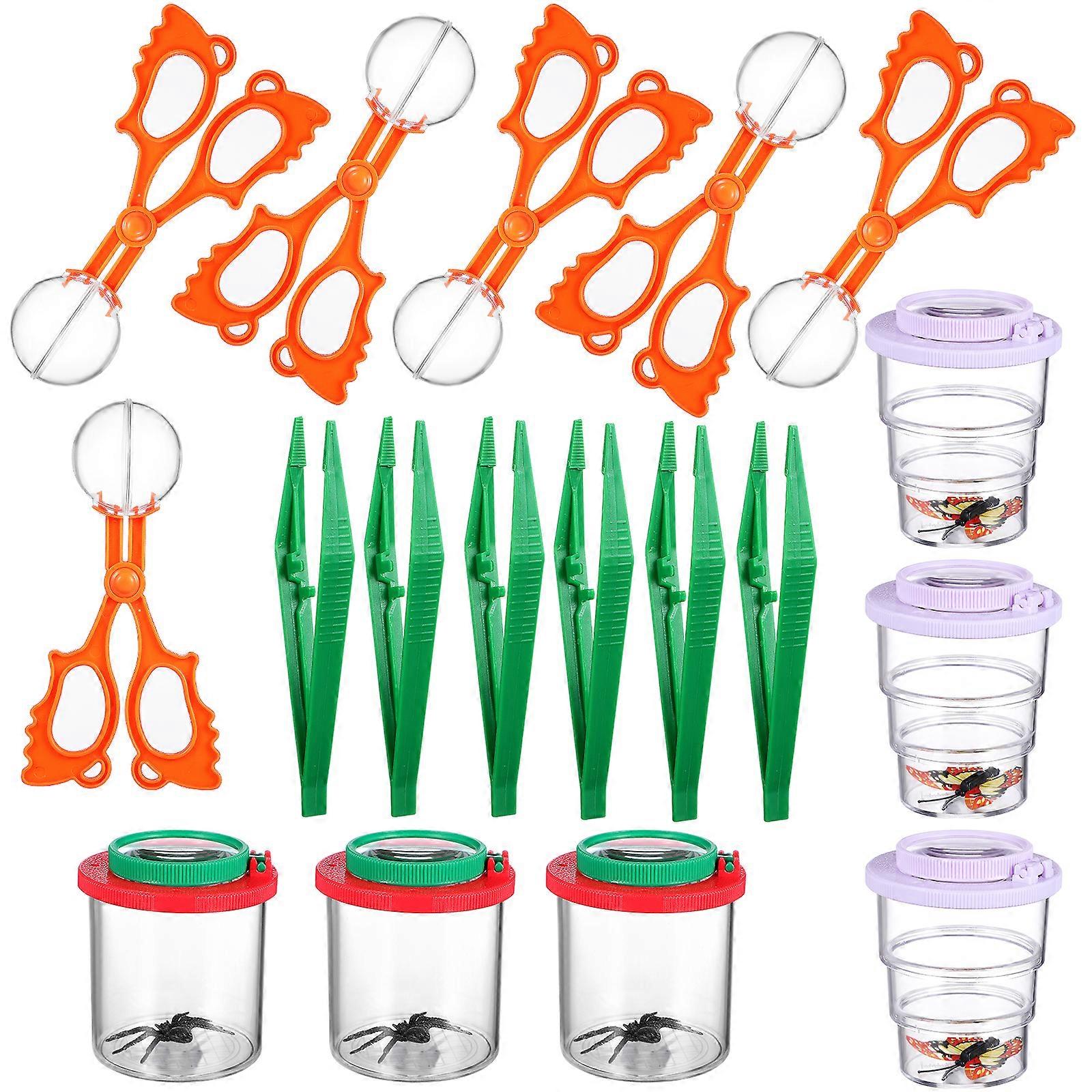 1 Set Explorer Bug Catcher Tools Toys for Kids Handy Scoopers Tweezers Bug Viewer Magnifier Boxes with Fake Insects Sample