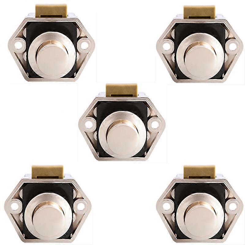 Push Button Latches, Cabinet Door Catch Push Button Locks for Van RV Motorhome Caravan, Chrome 5 PCS