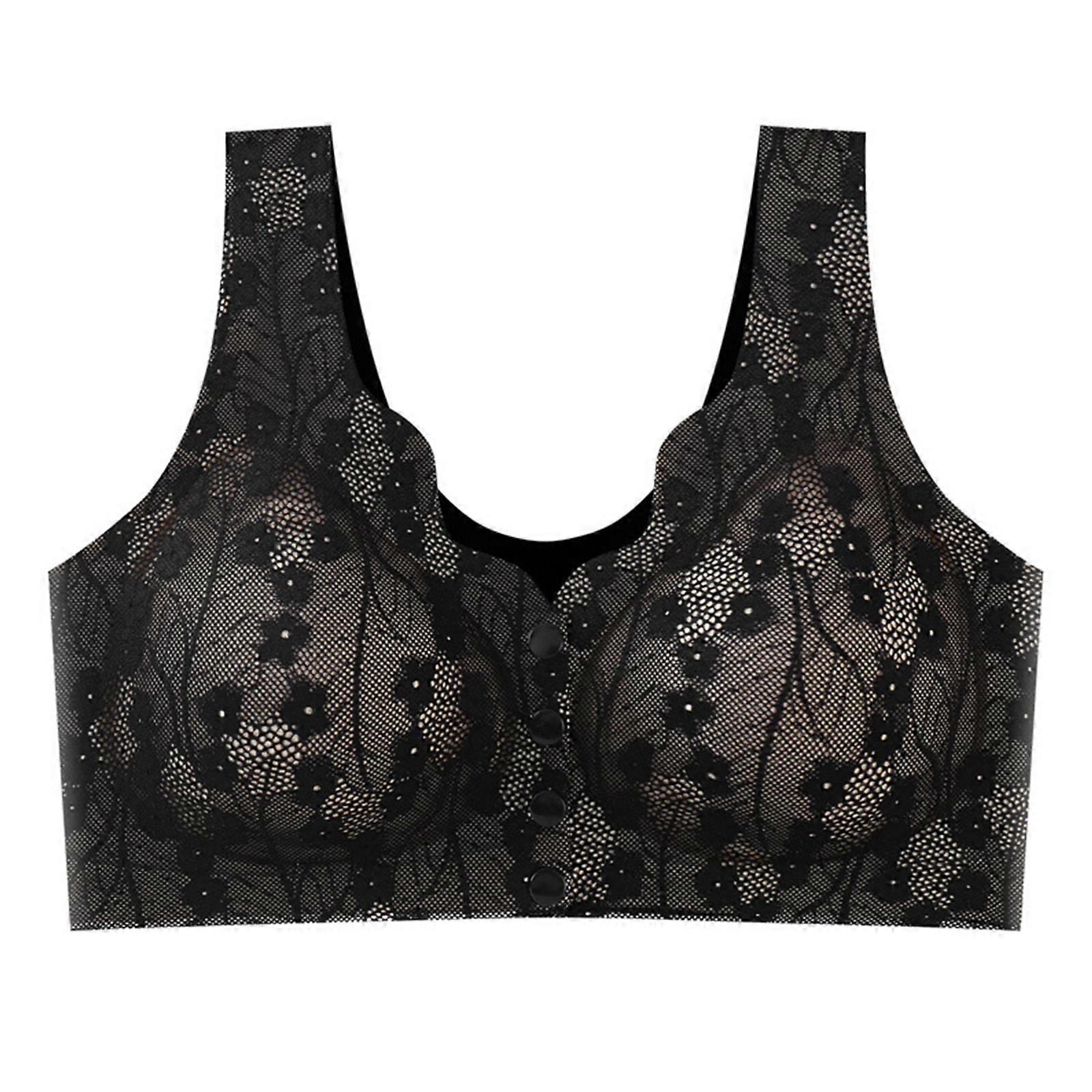 Front Button Bras for Women Wireless Underwire Bra Closure Shaping Bras Comfortable Breathable Coverage Brassiere