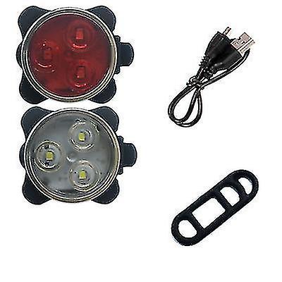 Usb Rechargeable Bicycle Riding Warning Headlights And Taillightsred+white