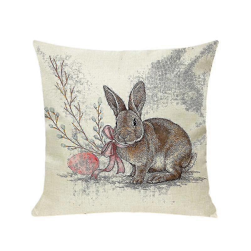 Easter Rabbit Pattern Pillowcase Creative Pillow Cover Cushion Protector Ynx