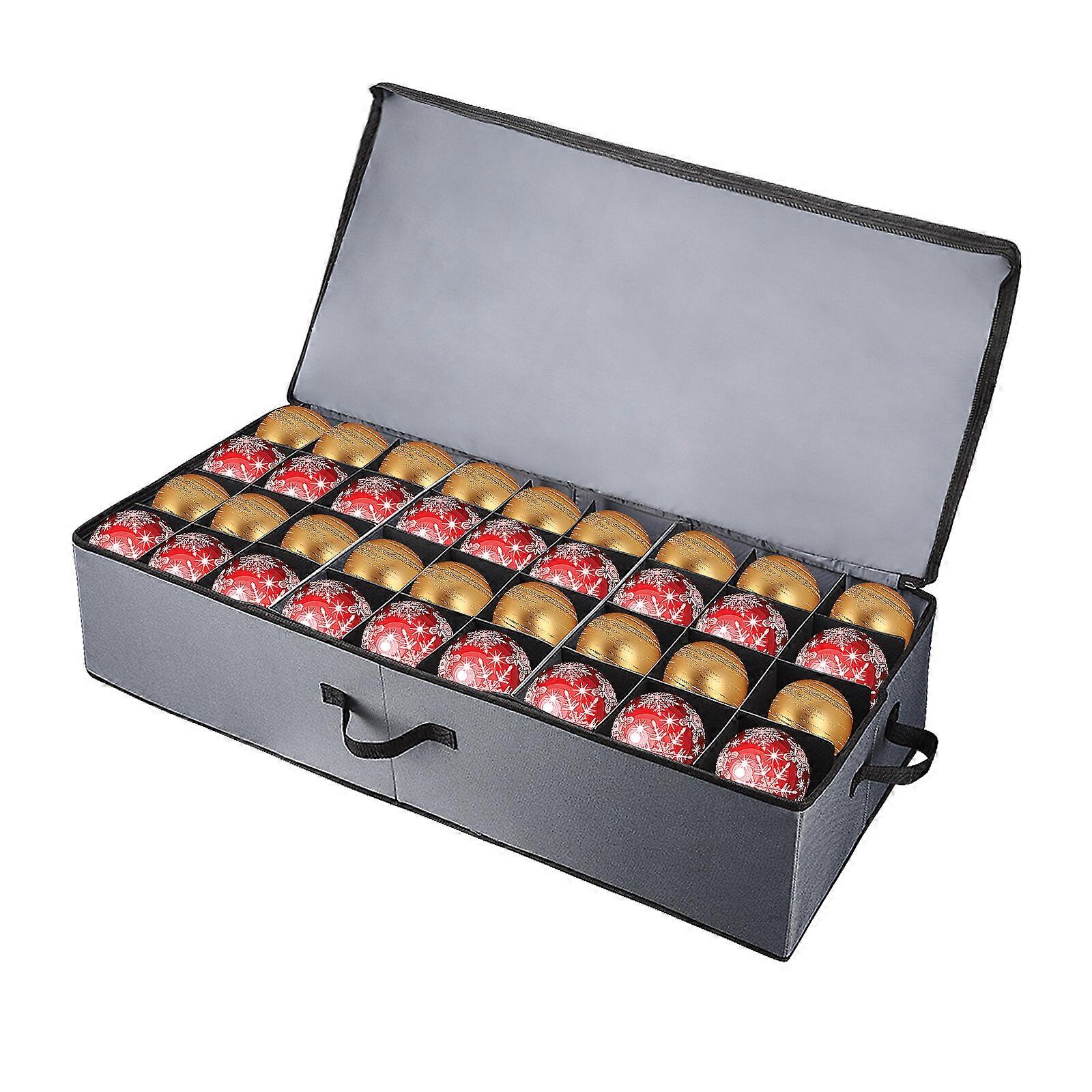 Christmas Ornament Storage Box Holds up to 72 Ornaments, Durable Non-Woven Foldable Container