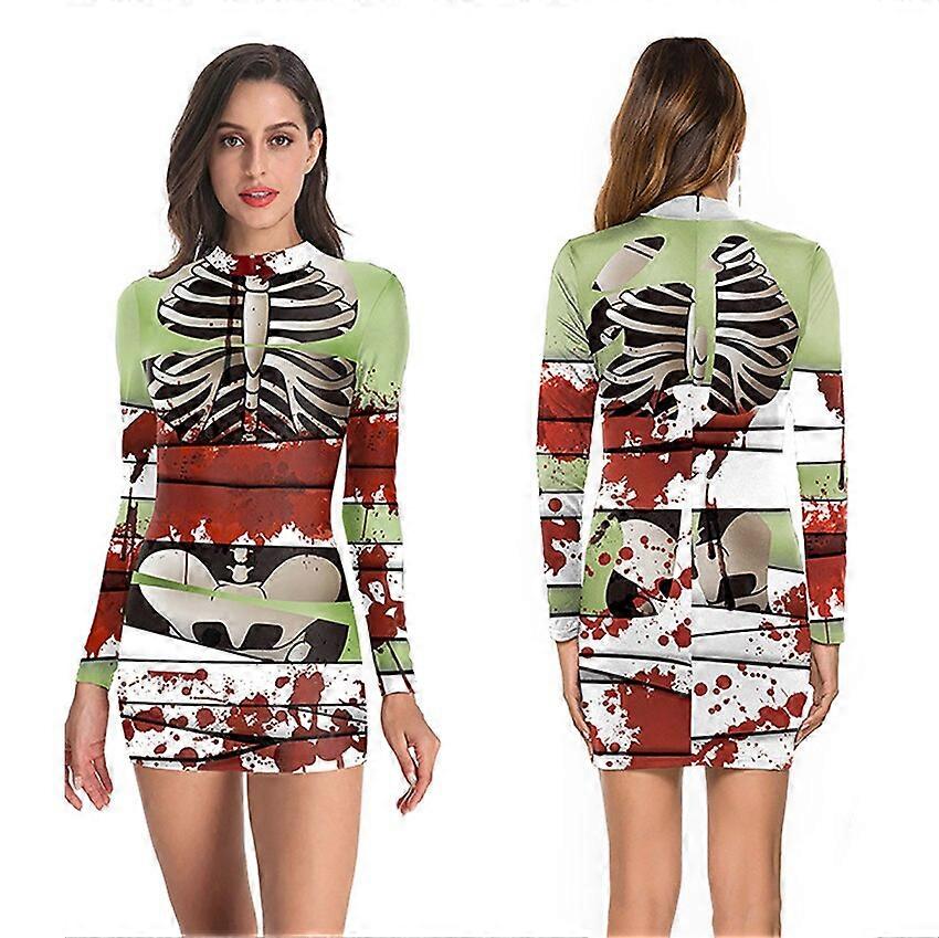 ホラー 血まみれのナース 頭蓋骨の衣装 女性恐怖 コスプレ ハロウィーン衣装 女性用ドレス ゴーストナース カーニバル プロップ