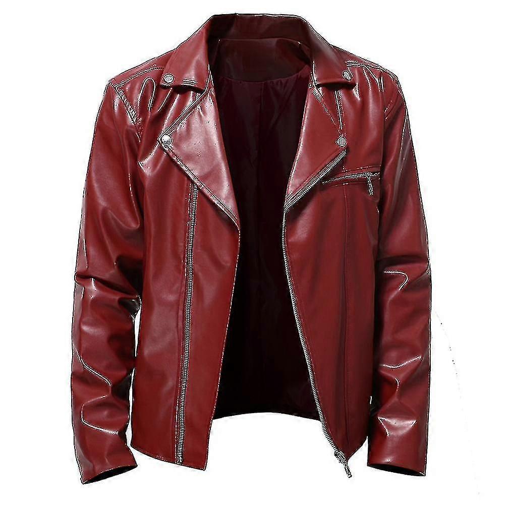 Herren Herbst Pu All-Match Casual Revers Motorrad Lederjacke