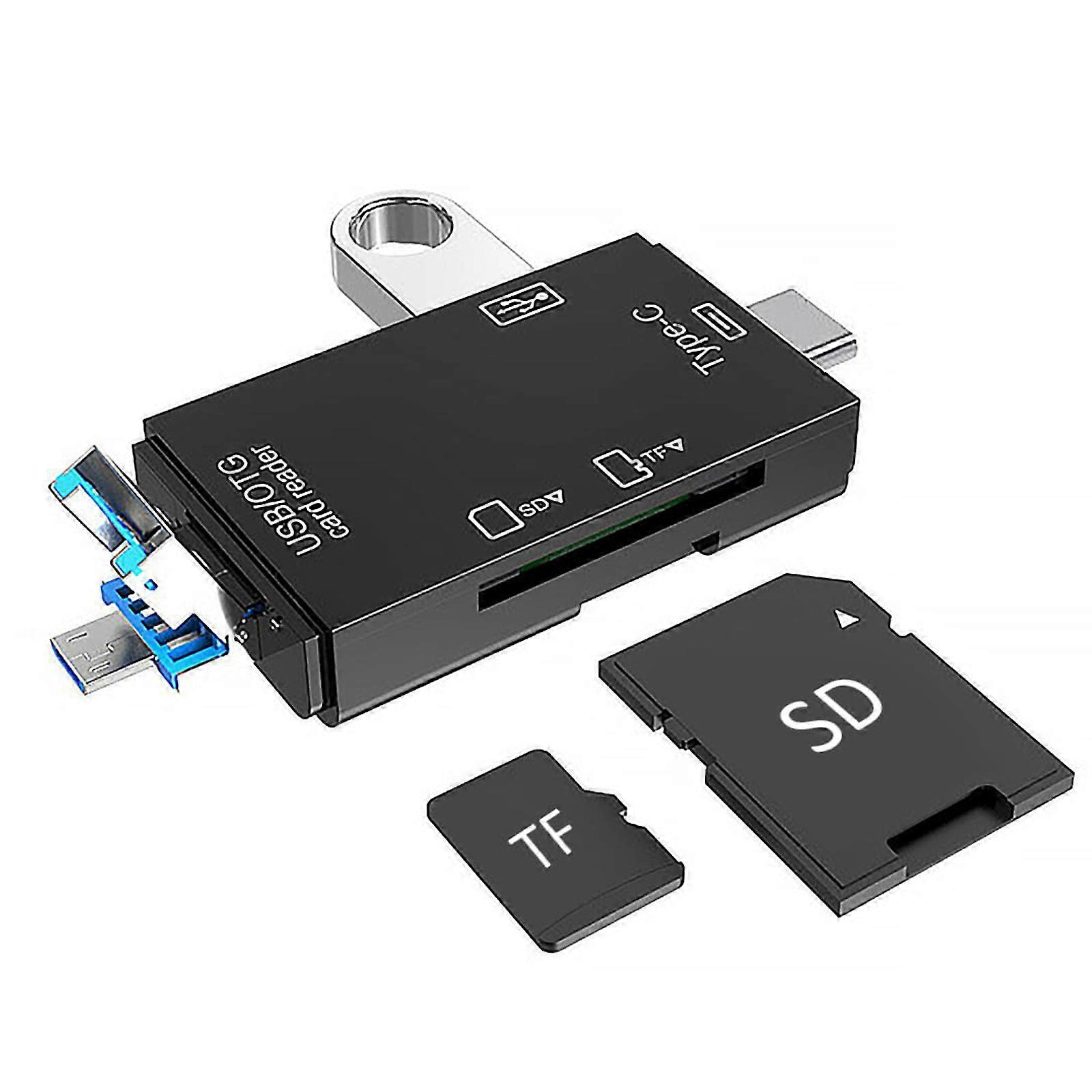 Multifunction 6 in 1 USB Card Reader - Type C/Usb/Micro, USB/TF/SD Memory Card