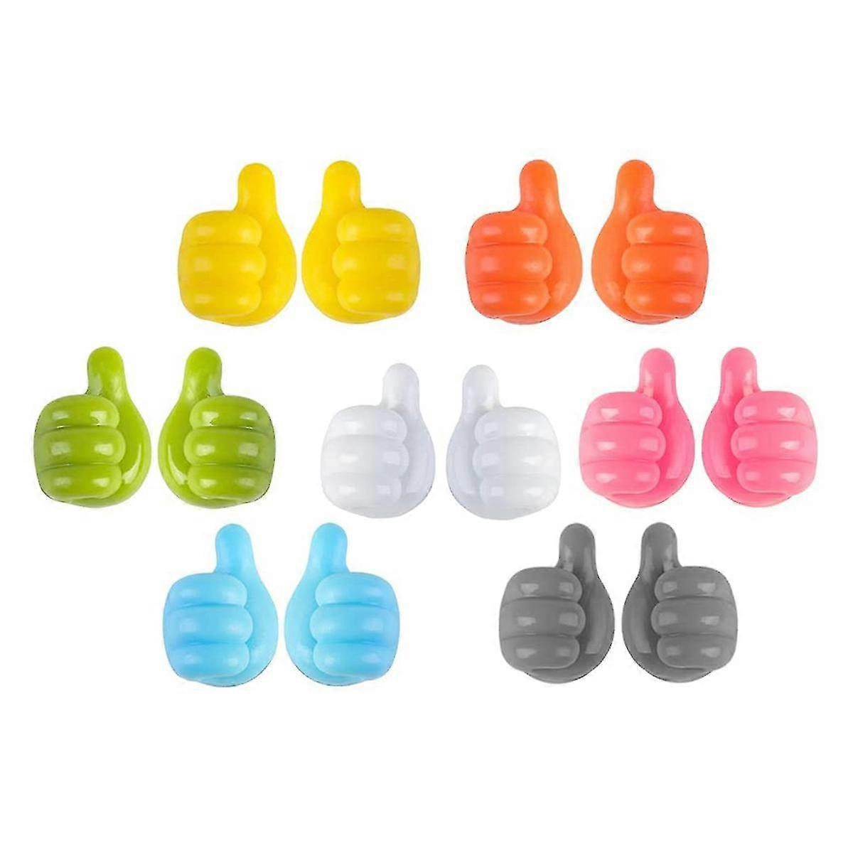 14 Pcs Thumb Wall Hook Creative Self Adhesive For Storing Data Cables