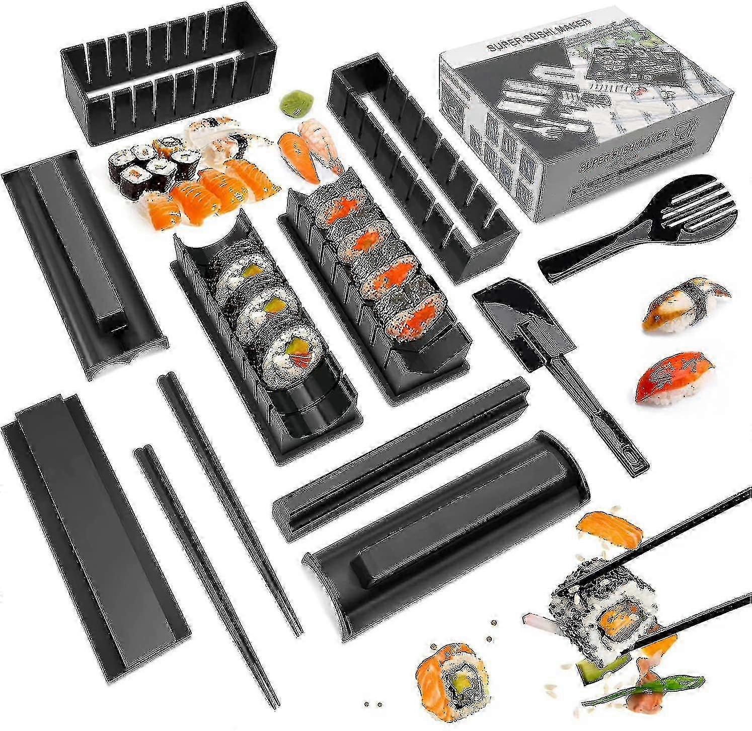 Sushi Making Kit Sushi Maker 12 Pcs Plastic Premium Set Sushi Tool Set Sushi Rice Roll - JA