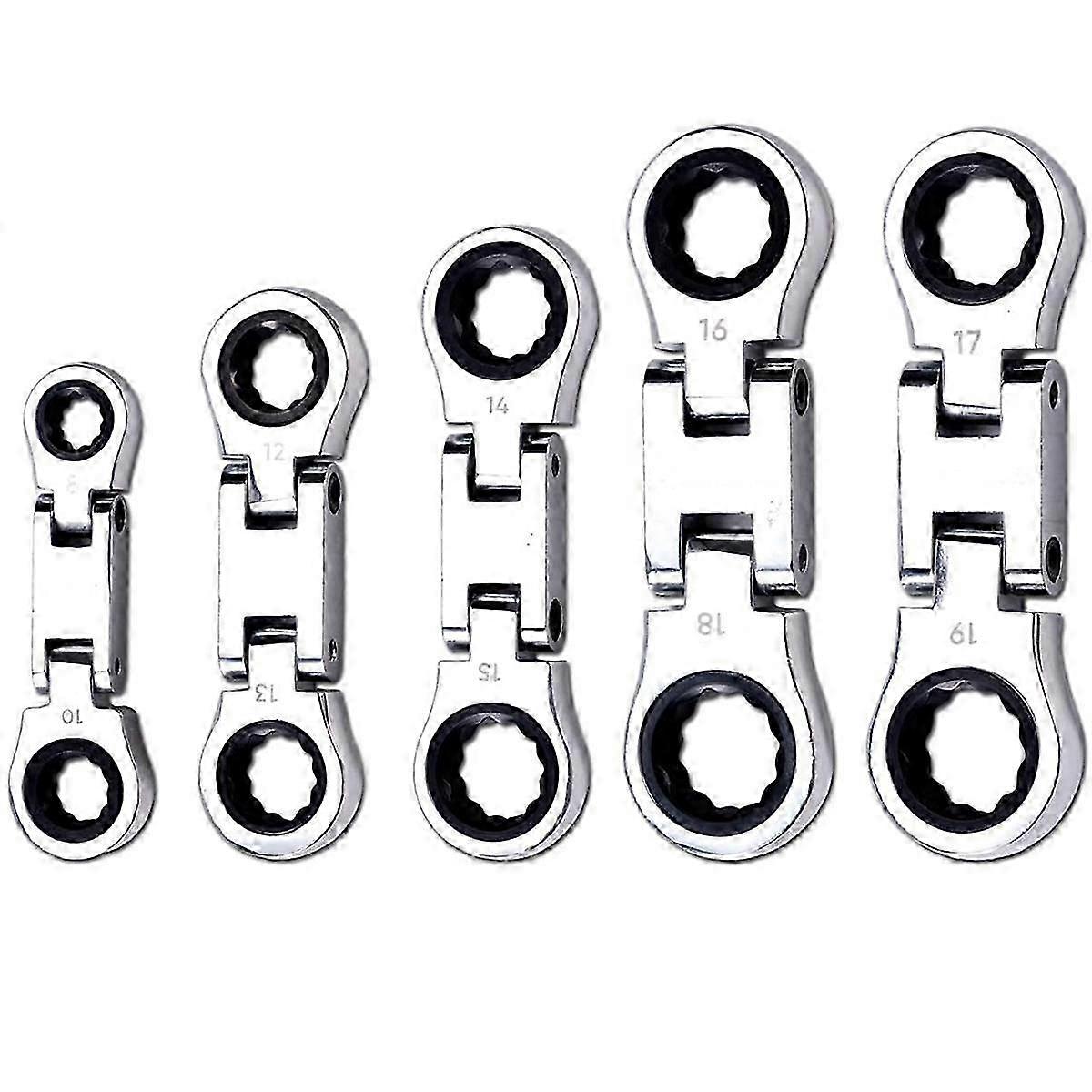 5-piece Flex- Stubby Ratcheting Combination Wrench Set, Mini Wrench Set, Double Box End Flex-, Mini