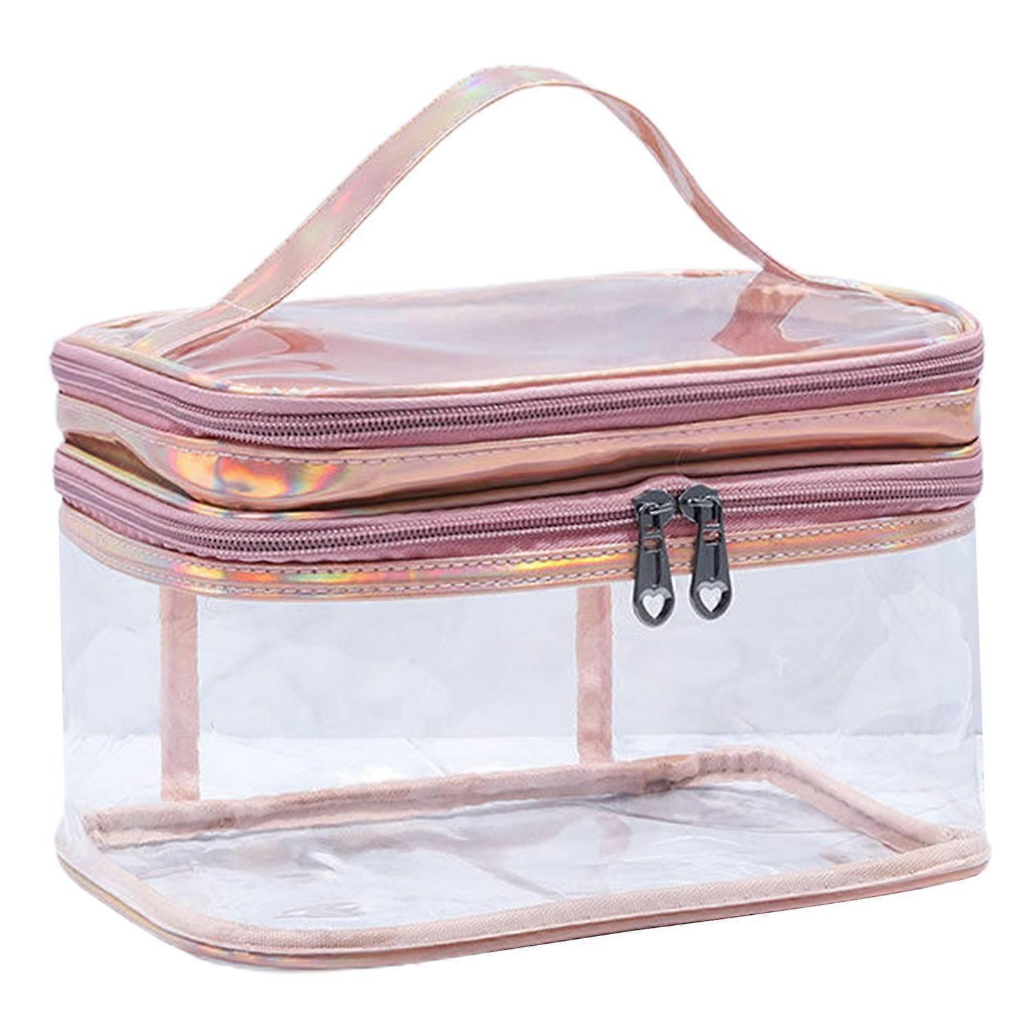 Cosmetic Bag Large Capacity Dry Wet Separation Waterproof Portable Handle Clear Visible Zipper