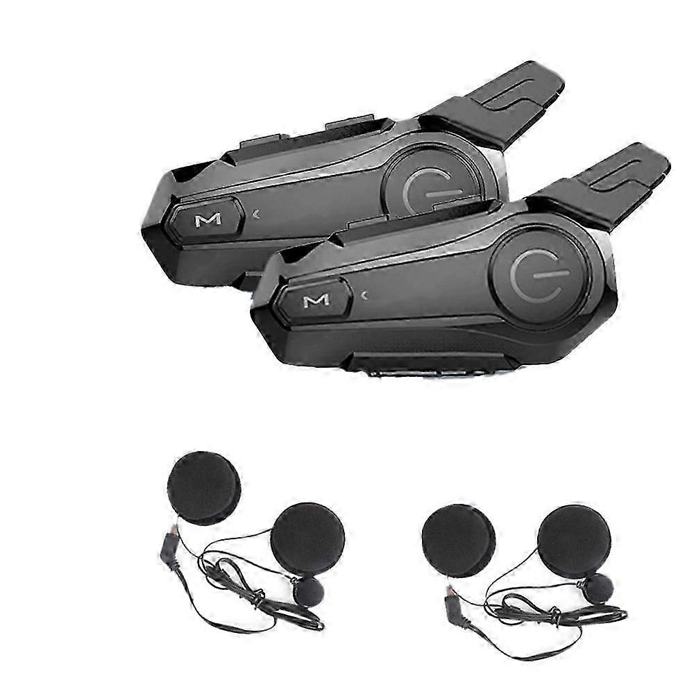 2Pcs Bluetooth Intercom Moto Casque complet Casque Bluetooth compatible avec 2 Rider Intercomunicador Wirel