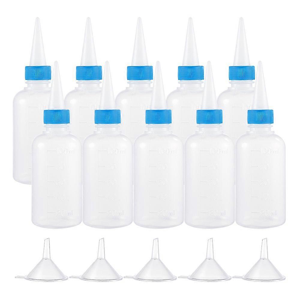 1Set Plastic Glue Bottles Sets with Transparent Plastic Funnel Hopper White 45.5x145.5mm Capacity: 100ml 20pcs/set