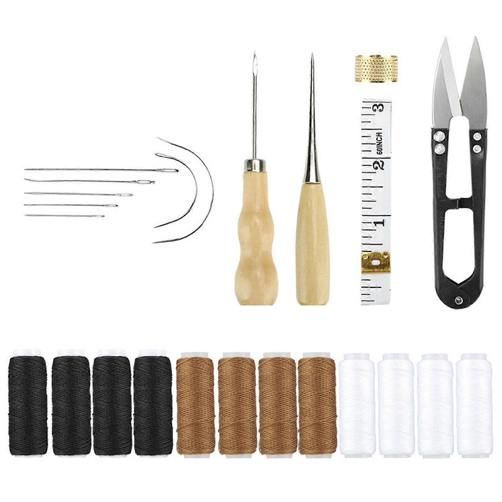 Complete 24pcs Leather Craft Tool Set for Stitching and Sewing