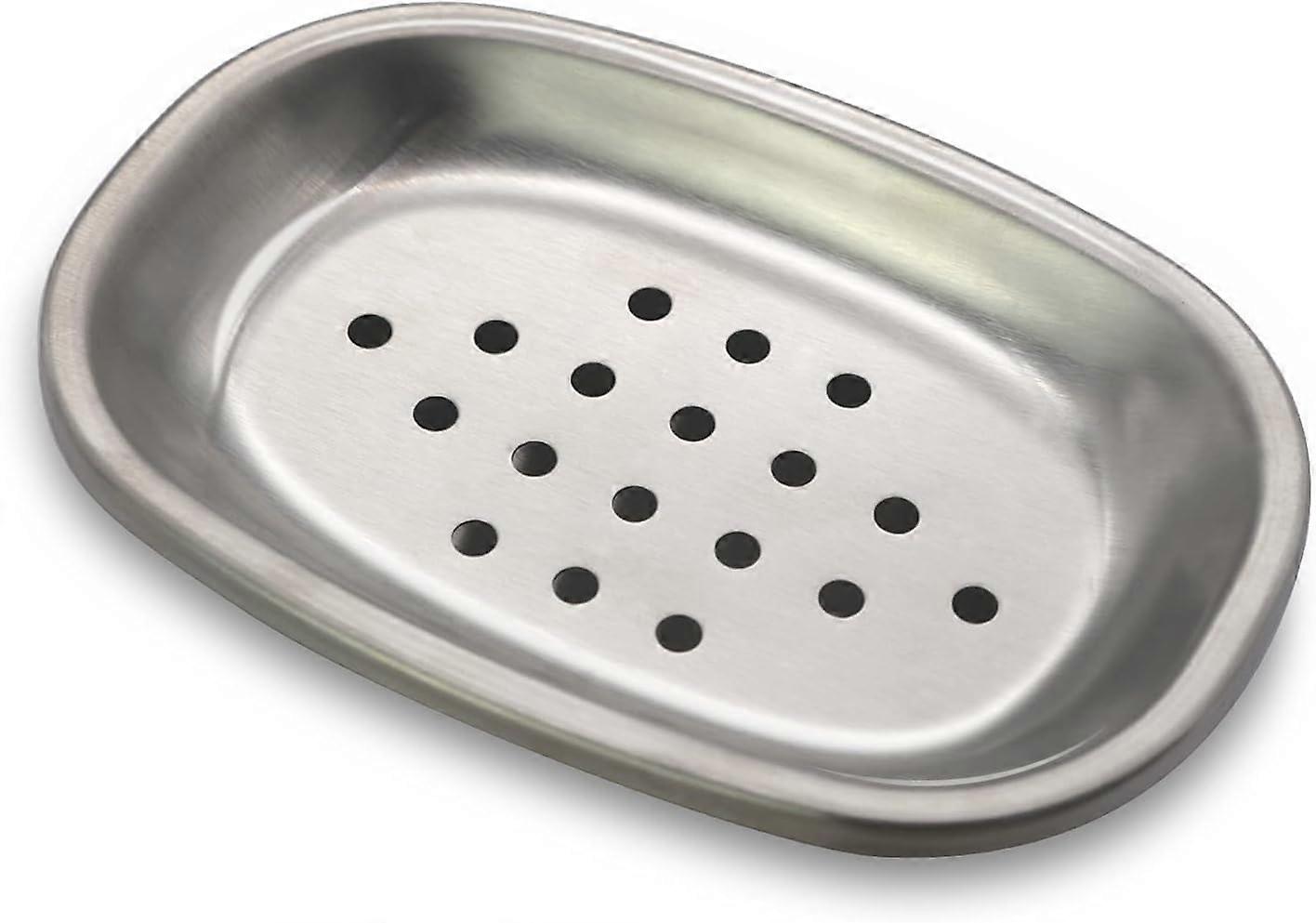 Double-Layer Oval Soap Dish, Durable Stainless Steel, Quick-Drying